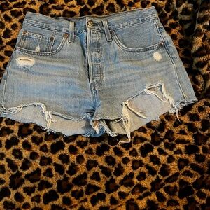 Levi's Light Blue Distressed Jean Shorts